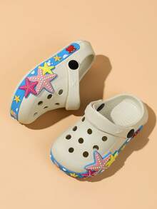 1双儿童海星图案透气凉鞋，时尚百搭，轻便舒适，适合幼儿、小童、男孩女孩，日常休闲及户外活动，沙滩鞋，防水 - 米色 - 查看 5