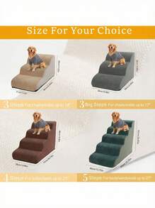 PETSIN Pet Dog Cat Stairs, 2/3/4/5 Steps Dog Ladder, Bed Ramp, Non-Slip , Removable And Washable Sofa Bed Stairs, For Injured, Elderly Dogs And Cats With Joint Pain, Best Selling - Light Grey - View 4