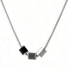 EMPORIO Armani 3-Bead Waist Luxury Casual Steel Chain Necklace, Silver/Black EGS2383020 - Silver - View 1