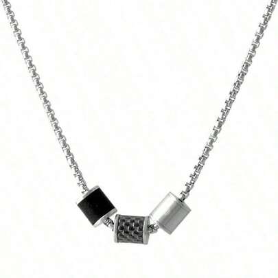  EMPORIO Armani 三珠腰链奢华休闲钢链项链，银色/黑色 EGS2383020