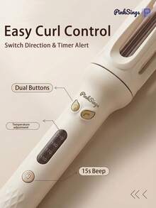 PinkSings 一键式自动卷发棒，28毫米卷筒，双向自动卷发，4种温度模式，负离子发生器，智能定时器和传感器，自动断电，最佳圣诞礼物 - 查看 7