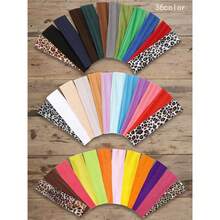 多件套豹纹纯色四季运动瑜伽头带，男女跑步吸汗发带，弹性健身化妆头带，女士头巾，优雅发饰，休闲吸汗发带 - 彩色 - 查看 9