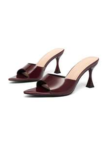 Sexy Patent Leather Burgundy High Heels, Elegant Stiletto Heels Ladies Summer Sandals, Suitable For Banquets, Parties, Daily Commute And Office - Burgundy - View 6