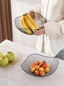 Iron Fruit Basket, Modern Kitchen Vegetable Basket, Draining Basket, Home Living Room Snack Fruit Plate, Fruit Bowl - Black - View 13