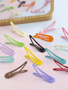 5pcs/Set 5cm Oil Drop BB Clips | Basic Side Clips For Women & Girls, Daily Hair Fixing, Simple & Practical Hair Accessories Set - 顏色混合 - 查看 6