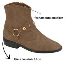 Bota Infantil Molekinha Cano Curto Salto Baixo Detalhada Nova 2183205 - Castanho - Visão 3