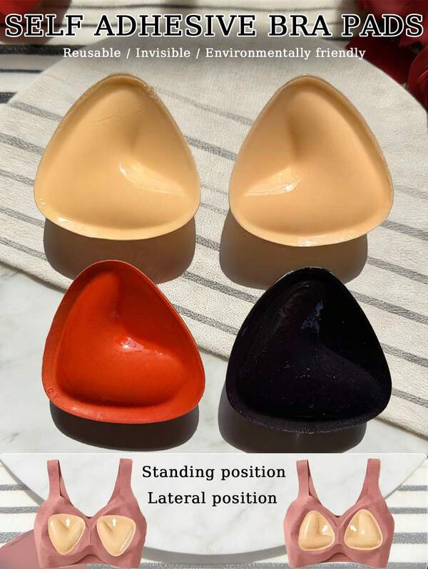2/4pcs Women Bra Pads, Underwear Camisole Thick Teardrop Breathable Bra Cups Removable Flesh-Colored Breast Pads