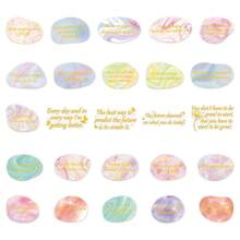 50张柔软轻语系列箔透明PET材质涂鸦贴纸，适用于行李箱、手机壳、笔记本电脑、头盔、滑板等，防水装饰DIY贴纸 - 彩色 - 查看 8