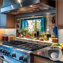 1-Piece 2D Flat Design Wall Decal. The Image Depicts Food And Jars Placed Next To A Window, Presented In A Realistic Way, Creating A Retro Atmosphere Through Its Nostalgic Background And Objects. This Kitchen Wall Decal Is Easy To Install. - Multicolor - View 4