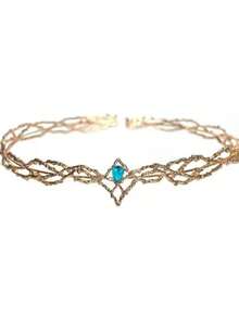 1件/2件装优雅水晶叶仙女皇冠，带束带配件 - 古铜色，完美适用于婚礼、生日、角色扮演、服饰首饰、舞会和单色系发带/头饰 - 彩色 - 查看 8