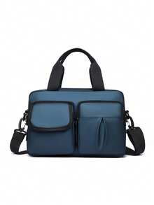 户外尼龙男士单肩包，多功能斜挎包，大容量快递包，时尚百搭男士单肩包，轻便单肩包，正面双口袋设计，可收纳日常用品，多口袋旅行包，时尚背包 - 彩色 - 查看 16