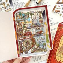 3张/包 精致剪纸风景贴纸，适用于装饰相框、电脑、手机壳、杯子、杂志、铅笔盒、行李箱和桌面，个性化贴纸，学习用品，圣诞礼物，女士礼物，创意贴纸，手账装饰，可爱文具贴纸，手工工艺品 - 彩色 - 查看 7