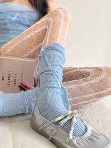 1 Pair Women's Y2K Tie-Dye Gradient Hollow Fishnet Pantyhose, Slimming And Leg-Lengthening, Non-Slip, Suitable For Party, Dates, Daily Wear - Pink - View 5