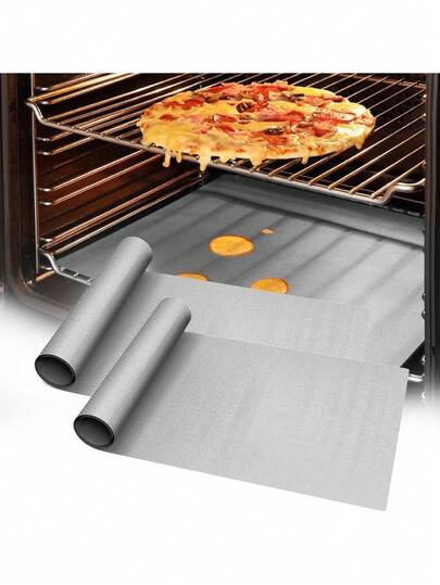 - Juego de 2 revestimientos de horno grandes plateados para parte inferior del horno sin BPA y PFOA, 16 x 24 pulgadas de grosor, resistentes alfombrillas de teflón antiadherentes para horno,40808280