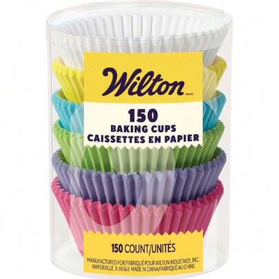 415-8121 Capacillos d/papel liso, rayas, puntos, 150 piezas, 5 cm,40808446