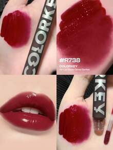 COLORKEY Mirror Gloss Lip Tint, Shiny Nourishing Lip Gloss, Non-Sticky, Long-Lasting, Moisturizing - Liquid Lipstick, Super Hydrating Lip Gloss, Brand Cosmetics, Suitable For Women And Girls, Perfect For Spring/Summer, Y2K Fashion , Suitable For Birthday, Mother's Day, Party, Best Color - R738 New Year Tomato - 查看 1