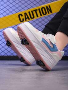 1双儿童带轮运动鞋，4轮滑鞋 - 珊瑚粉 - 查看 6