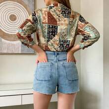 新款女士纽扣前袋休闲牛仔短裤夏季 - 淺色水洗藍 - 查看 3