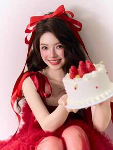 Red 40cm Long Ribbon Hair Clip