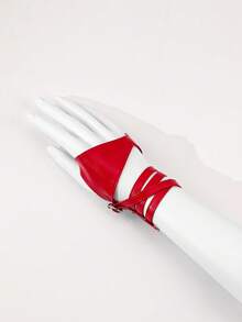 1 đôi găng tay buộc dây bằng chất liệu PU phong cách Hip Hop, thích hợp cho các lễ hội âm nhạc. - Đỏ-017 - Xem 20