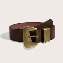 1 szt. Pasek damski, paski BIOHO, rodeo, kowbojki, western, pasek damski, asymetryczny pasek z klamrą w stylu retro w stylu boho Y2K, minimalistyczny, kawowy, odpowiedni do spodni, koszul, swetrów, płaszczy, na imprezę, do codziennych dojazdów, na prezent świąteczny i urodzinowy - Kawa - Zobacz 1