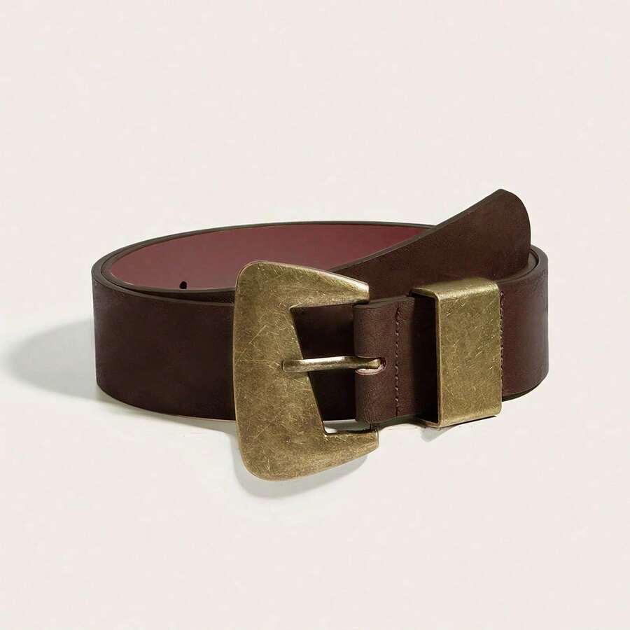 1 szt. Pasek damski, paski BIOHO, rodeo, kowbojki, western, pasek damski, asymetryczny pasek z klamrą w stylu retro w stylu boho Y2K, minimalistyczny, kawowy, odpowiedni do spodni, koszul, swetrów, płaszczy, na imprezę, do codziennych dojazdów, na prezent świąteczny i urodzinowy - Kawa - Zobacz 1