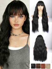 24 Inch Long Wavy Bangs Wig, Made Of High-Quality Synthetic Material, Suitable For Women's Daily Commute - Multicolor - View 1