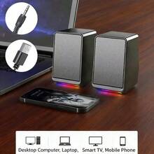 TS38 RGB Gaming Mini Wired Speaker - Powerful Subwoofer Desktop Small Audio, Universal For PC & Laptop, Immersive RGB Light Effect For Gaming/Office - Black - View 6