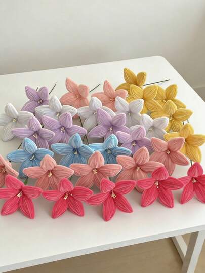 3/6pcs Pipeel Lily Bouquet, Handmade Creative Preserved Lifelike Woven Bouquet, A Top Choice For Valentine's Day, Birthdays, Weddings, Confession Ceremonies, And Teacher's Day Gifts, Suitable For Decorating Bedrooms, Dining Rooms, And Other Furniture.