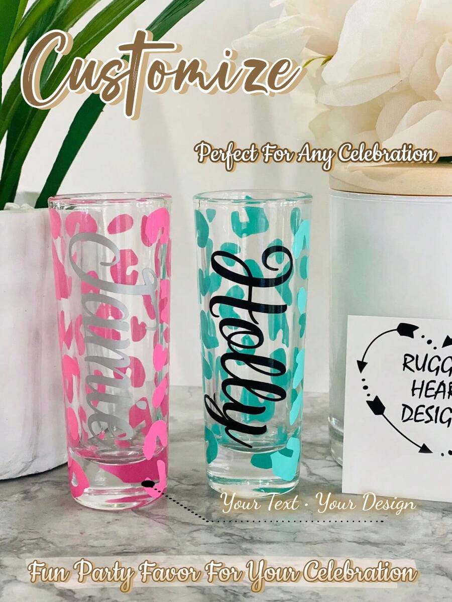 Customized Liquor Glass, Valentine's Day And Galentine's Party Gift, Can Be Customized With Text Or Patterns, Suitable For Weddings, Birthdays, Festivals, Personalized Valentine's Day Gift For Friends, Family And Couples, Customized Barware Gift For Parties, Events, Gatherings, Personalized Wedding Liquor Glass, Wedding Celebration Glassware, Customized Drinkware, Bridesmaid Gift - Multicolor - View 1