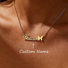 Custom Butterfly Name Necklaces For Women Stainless Steel Customized Necklace Pendant Female Personalized Neck Chain Jewelry Girlfriend Birthday Valentine's Day Gift - Multicolor - View 1