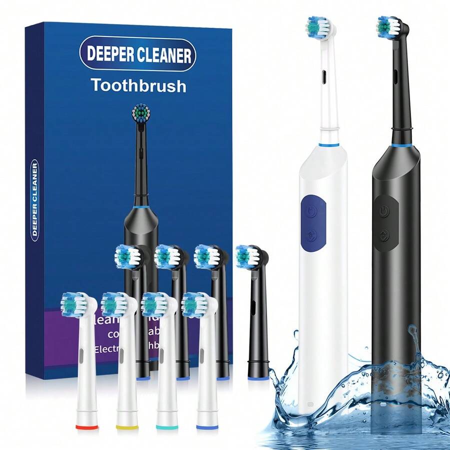 Hailicare Cepillo de dientes eléctrico rotativo con 5 modos de limpieza, limpieza profunda 3D, batería de 800mAh, carga rápida tipo C, regalo práctico para la familia - Multicolor - Ver 1