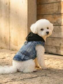 PETSIN 1 件全新连帽背心，适合贵宾犬、比熊犬、泰迪等小型犬，春秋季宠物服装 - 黑色 - 查看 3