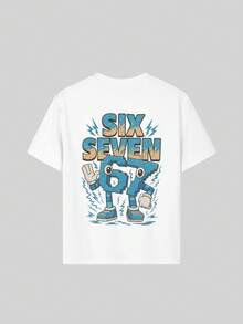 Tween Boy "Italian Brain Rot Funny Number 67 Meme" Graphic T-Shirt, & Fashionable Boys' Summer Short Sleeve Tee, Suitable For Casual, School, And Street Wear - White - View 6