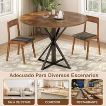 jjyMesa Redonda Plegable para Cocina Terraza y Oficina Apto para 4-6 Personas Diseño Minimalista Moderno 80x80x75.5cm Marron Material MaderaMesa plegable - Marrn - Ver 5