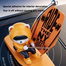 1pc Swinging Surfing Bear Car Decor, Creative Dashboard Ornament, Car Accessories Gift - One Size Fits All - View 5