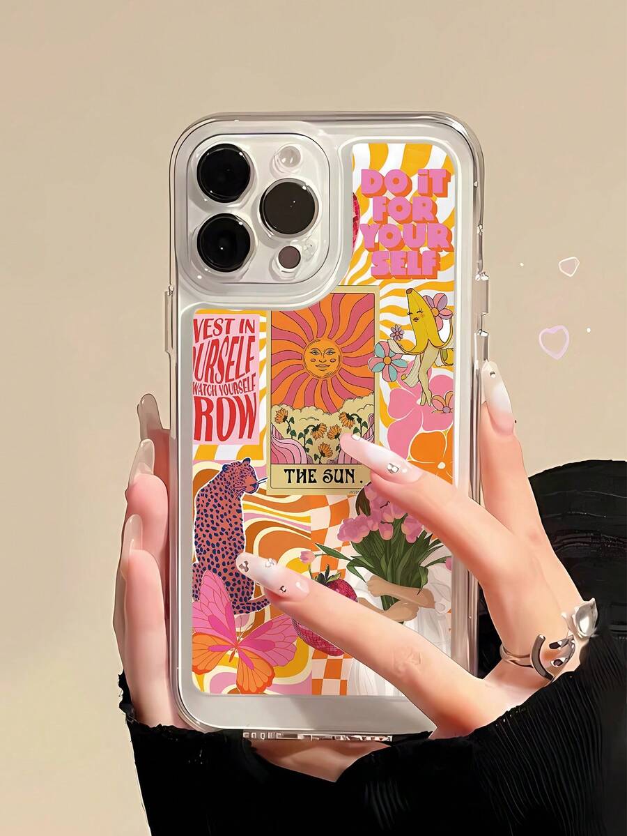 1 Peça Capa de Telefone Transparente TPU Anti-Impressão Digital com Padrão Minimalista de Menina Floral e Bola de Morango Compatível com iPhone 16 ProMax/16/16 Pro/16 Plus/11/15/15 Pro/15 ProMax/12/13/14 ProMax/XS/XR/11 Pro/11 ProMax/12 Pro/12 ProMax/13 Pro/13 ProMax/7 Plus/14 Pro/14 ProMax/14 Plus/7 Plus/8 Plus/8/SE2/12 Mini/13 Mini, Carcaça Rígida Anti-Amarelamento - Multicolorido - Visão 1