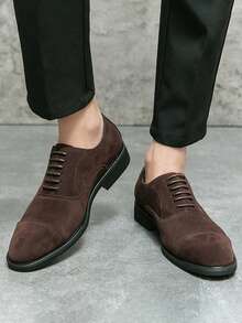 Men's Suede Formal Shoes, Versatile - Luxury Red Sole Fashion Lace-Up Oxfords, Suitable For Business And Daily Wear Black British Style Men's Formal/Business Dress Shoes, Suitable For Occasions Like Weddings Soft Derby Shoes For Men, Comfortable For Commuting, Work And Casual Wear Elegant Brand Name Shoes, Comfortable And Lightweight Wedding Shoes For Grooms Gentleman's Essential Moccasin Shoes For Galas And Parties In Spring Simple Solid Brown Summer Formal Dress Shoes - màu nâu - Xem 9