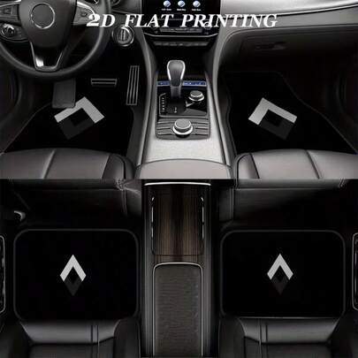 4pcs Polyester Car Floor Mats, Black Background White Rhombus Gradient Minimalist Geometric Pattern Car Mats - Printed Design, Anti-Slip Car Carpet, Easy To Clean Polyester Mats - All-Weather Use, Fit For Sedan, Truck, SUV - Ideal Gift