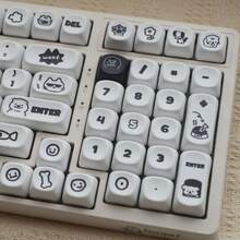 Cute Cat & Dog Keycaps, 130 Keys - MOA Height PBT Dye-Sublimated Customized Keycaps For 61/68/75/87/98/100 Keys - Multicolor - View 1