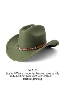 Unisex Felt Fedora Hat Decorated With A Star And Belt Buckle, Suitable For Parties, Western-Themed Events, Gatherings, Role-Playing, Graduation Ceremonies, Costume Balls, Festivals, Birthday Celebrations, Music Festivals, Hiking Trips, As Well As Daily Photo Shoots. - Style 1 - View 15