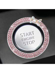 1 件闪亮汽车发动机点火旋钮环，领结设计，汽车启动环贴纸，通用车辆启动按钮盖，适用于卡车、SUV - A - 查看 1