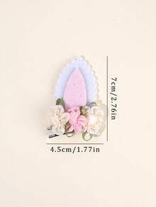 2pcs Toddler Girls Flower Decor Hair Clip - Multicolor - View 6