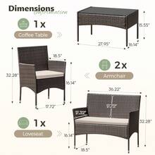 4 Pieces Patio Conversation Set Outdoor PE Rattan Wicker Chairs Set With Table - Beige - View 6