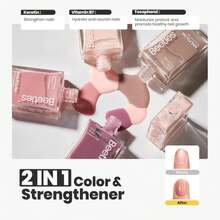 Beetles Pink Nail Polish Set, 5 Colors Nude Pink Jelly Collection Quick Dry Long Lasting Nail Polish Base &Amp; Top Coat And Cuticle Serum Kit Spring DIY Care For Nail Home Gift Sets For Women - 酒紅色 - 查看 4