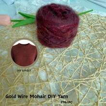 Gold Metallic Wire Mohair DIY Yarn, Soft & Warm Hand Knitting Yarn, Handmade Crafting Material - Suitable For Knitting And Crochet Enthusiasts