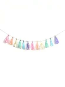1 Peça Guirlanda de Borlas Macias - Flâmula de Borlas Multicoloridas (12 Borlas de Papel), Sem Necessidade de DIY, Adequada para Aniversário, Chá de Bebê, Cenário de Fotos e Decoração Suave de Festa, Suprimentos para Festa de Páscoa - Multicolorido - Visão 3