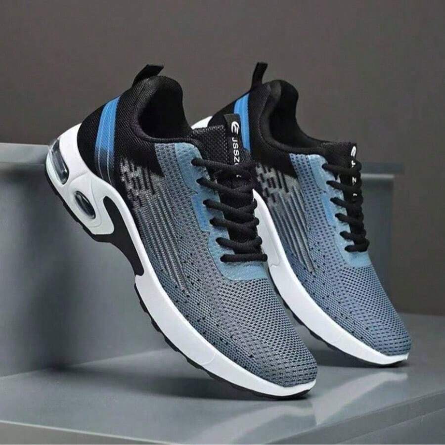2026 New Men's Casual Running Shoes: Non-Slip, Comfortable, Stylish. Breathable Mesh. White/Black, Gray/Black. Daily Outdoor. - Blue - View 1