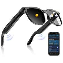 Gafas Inalámbricas, Versátiles Gafas Inteligentes con Controles Táctiles, Micrófono Integrado, Auriculares Inteligentes, Gafas para Conducir, Gafas Todo en Uno,Compatible con sistemas iOS y Android. - Negro - Ver 1
