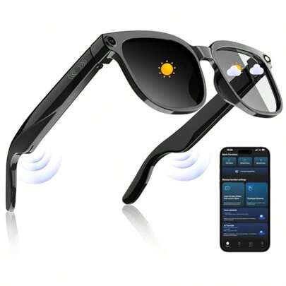 Gafas Inalámbricas, Versátiles Gafas Inteligentes con Controles Táctiles, Micrófono Integrado, Auriculares Inteligentes, Gafas para Conducir, Gafas Todo en Uno,Compatible con sistemas iOS y Android.